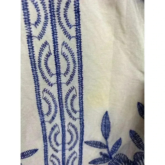 Vintage Reba Gauzy Lace Blue Flowers Lined Scalloped Hem Women's Size 4 - Picture 5 of 13